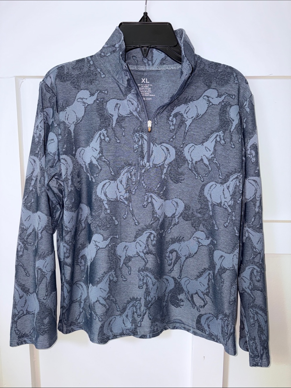 Kerrits Girls Quarter Zip with Horse Pattern - Blue Size XL